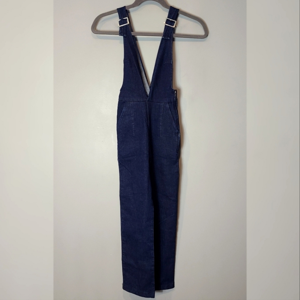 Womens Navy Denim Overalls Jumpsuit
